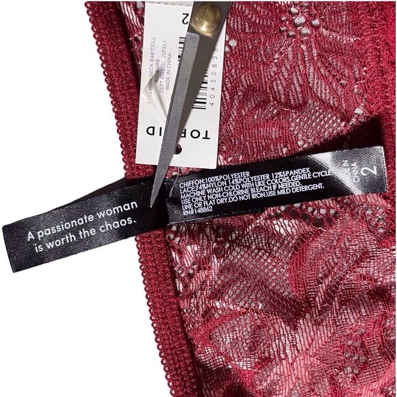 NWT Torrid Lace High Neck Babydoll Size 2 Red Sleeveless Adjustable Straps - Picture 13 of 15